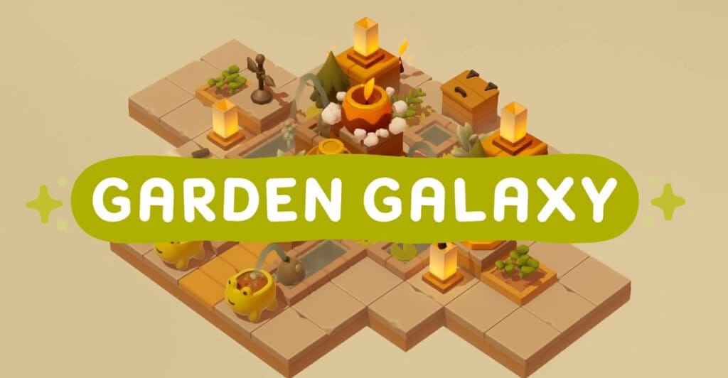 Tela de Titulo de Garden Galaxy, um dos cozy games