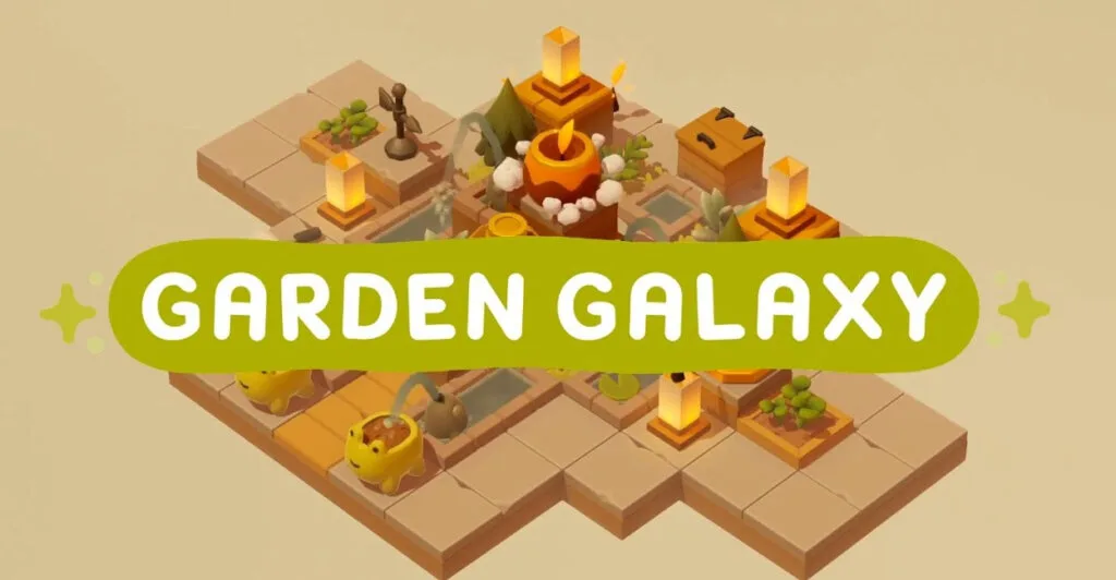 Tela de Titulo de Garden Galaxy, um dos cozy games