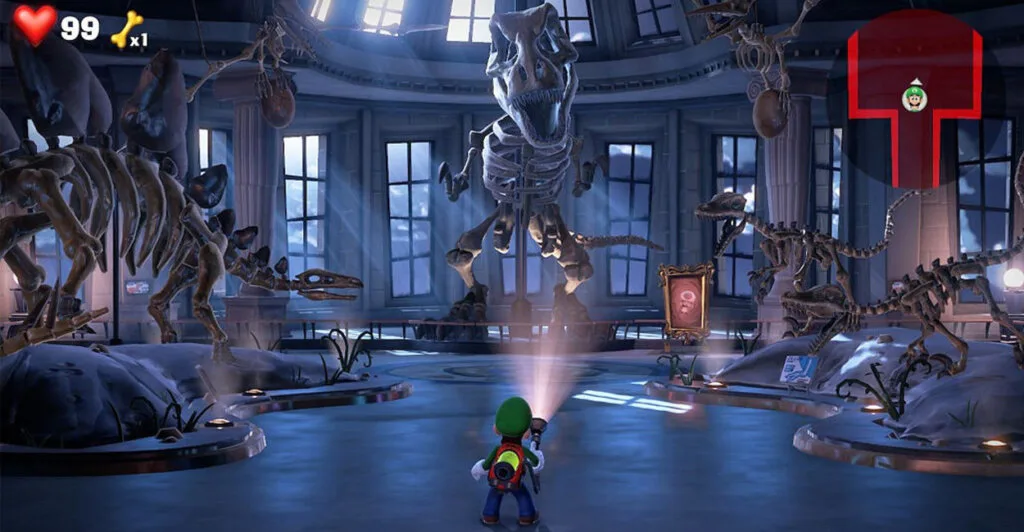 Luigi em um Museu em Luigis Mansion 3 que com certeza é um dos melhores jogos cooperativos do nintendo switch