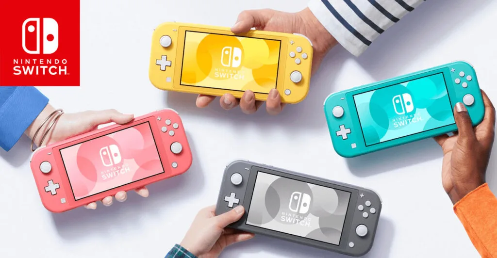 Nintendo Switch Lite em várias cores, ótimo para jogar jogos gratuitos disponíveis na eShop