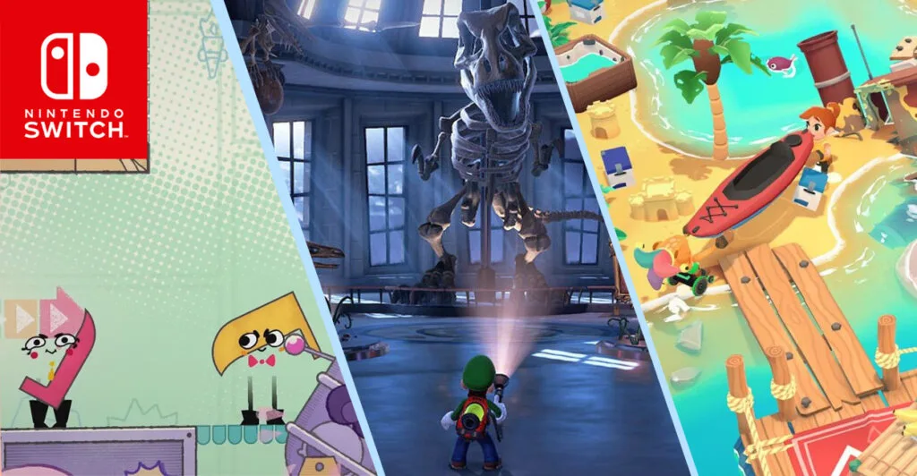 Capa de Melhores jogos cooperativos do Nintendo Switch mostrando 3 jogos em destaque