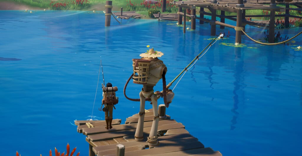 Personagem Pescando como uma das melhores dicas para inciar em Palia