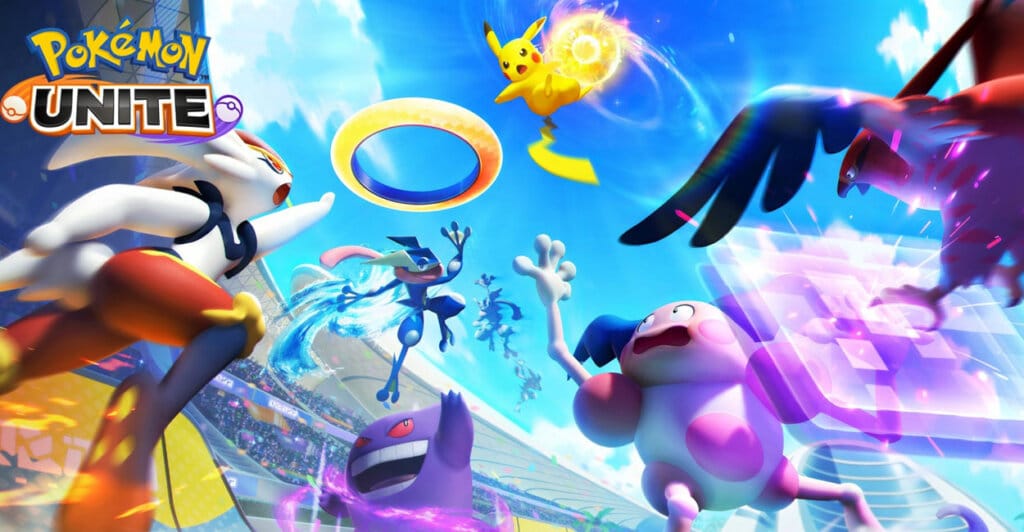 Titulo de Pokémon Unite que é um dos jogos gratuitos de Nintendo Switch