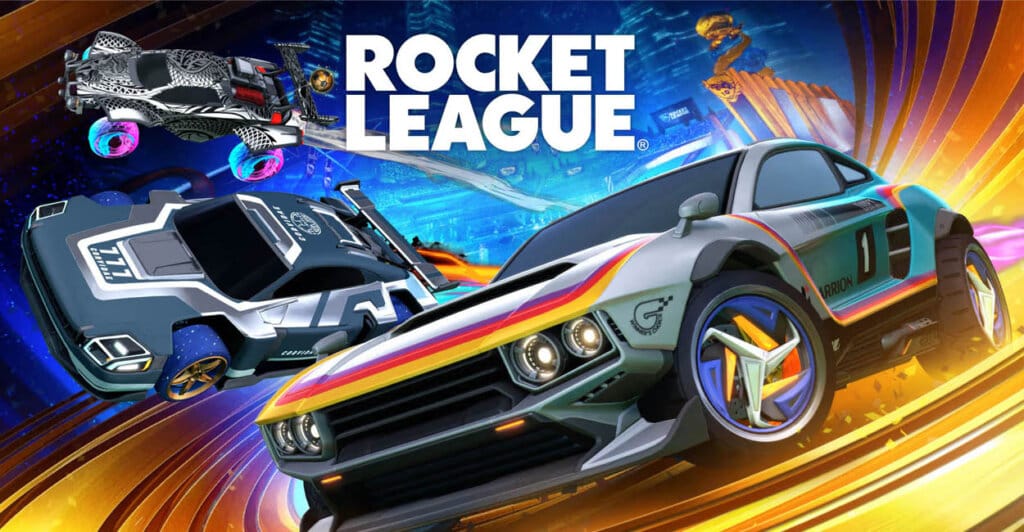 Titulo de Rocket League com destaque em um carro cinza