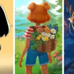 Imagem separada em três Cozy Games: Clem, OUT AND ABOUT e THE SPIRIT AND THE MOUSE