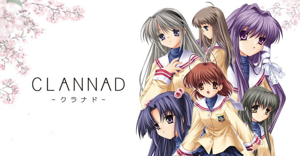 Titulo de Clannad, uma visual novel para Nintendo Switch bem famosa entre os fãs do gênero.