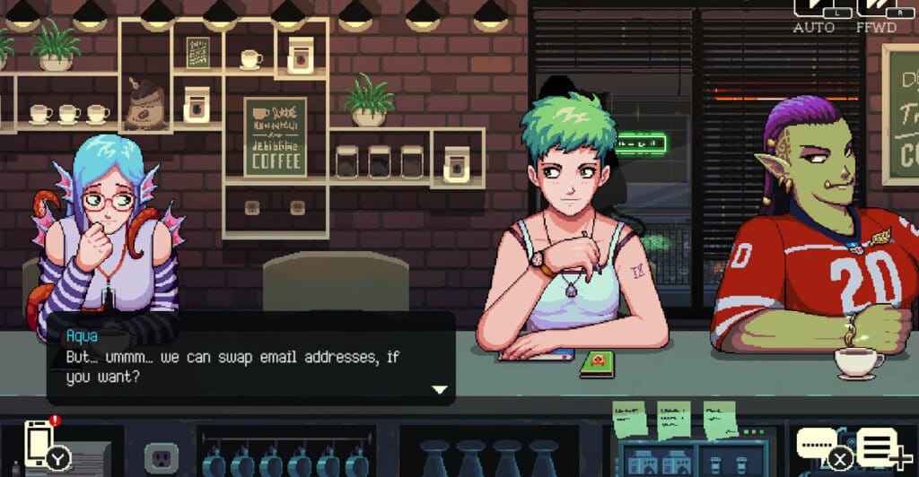 Game Play de Coffee Talk que é um Cozy Game para Nintendo Switch