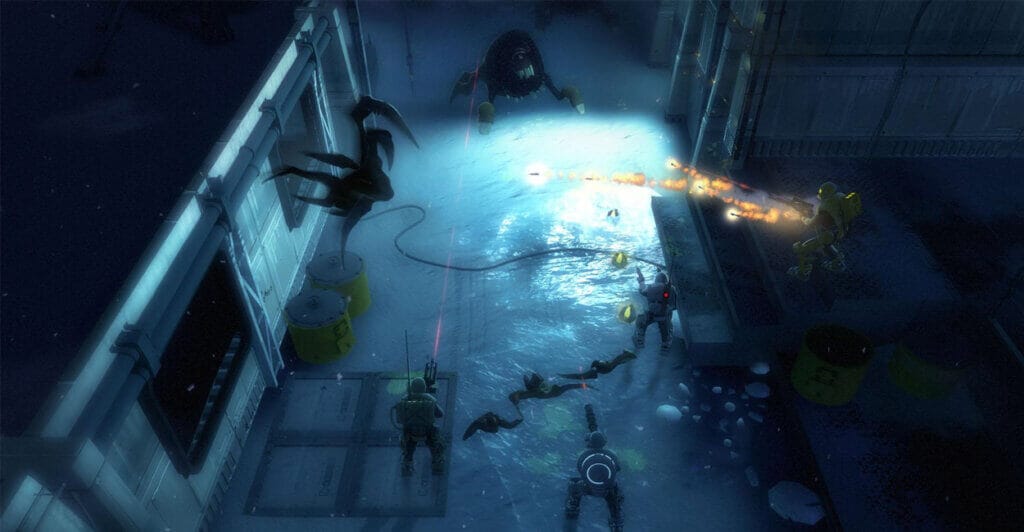 Gameplay frenética de Alien Swarm, um jogo cooperativo gratuito para PC diretamente na Steam.