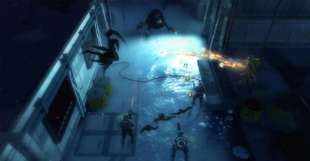 Gameplay frenética de Alien Swarm, um jogo cooperativo gratuito para PC diretamente na Steam.