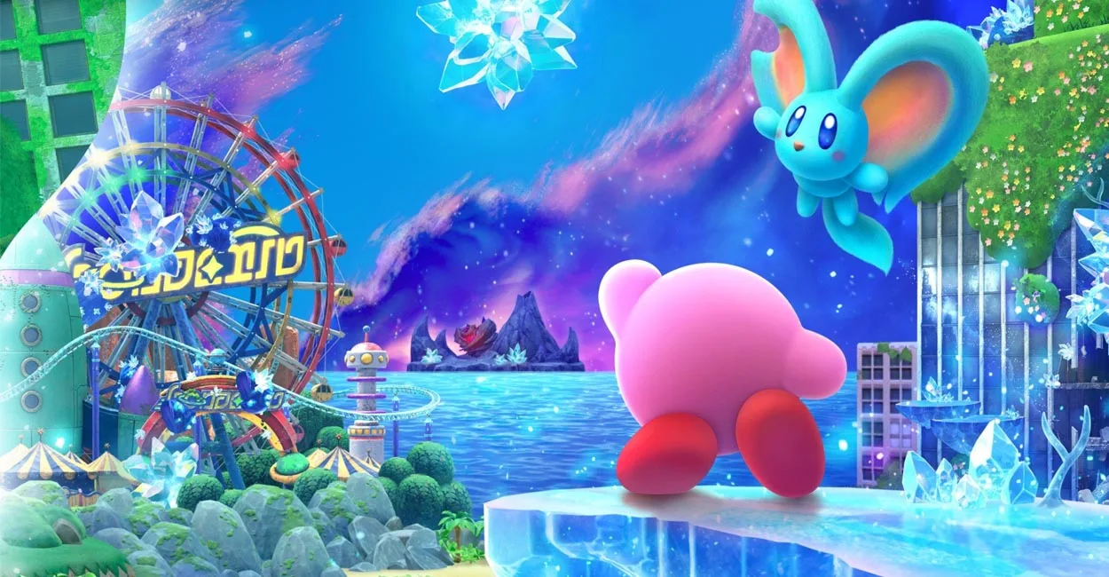 Parte da gameplay de Kirby and the Forgotten Land no Switch 2