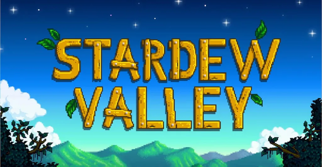 Tela de Titulo de Stardew Valley, um jogo de fazendinha clássico