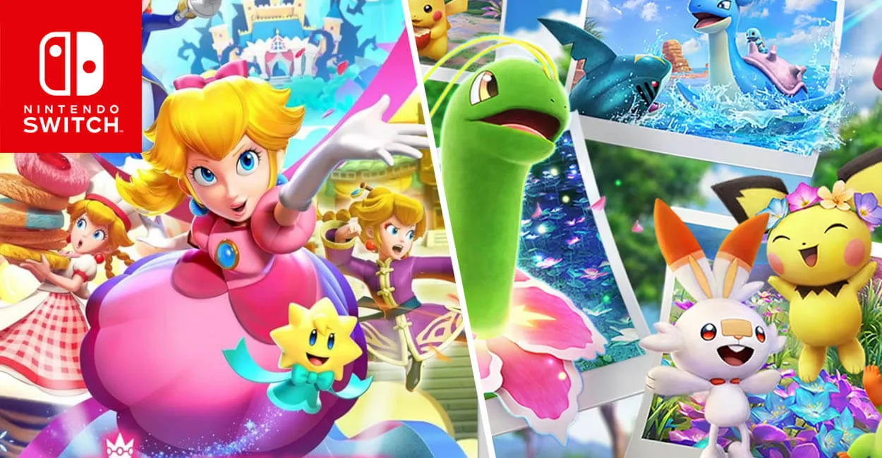 Capa com Princess Peach Showtime e New Pokémon Snap, Cozy Games de Nintendo Switch