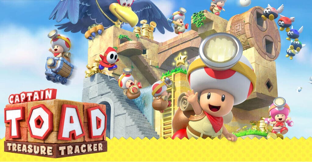 Titulo de Captain Toad: Treasure Tracker que é um jogo cozy coop