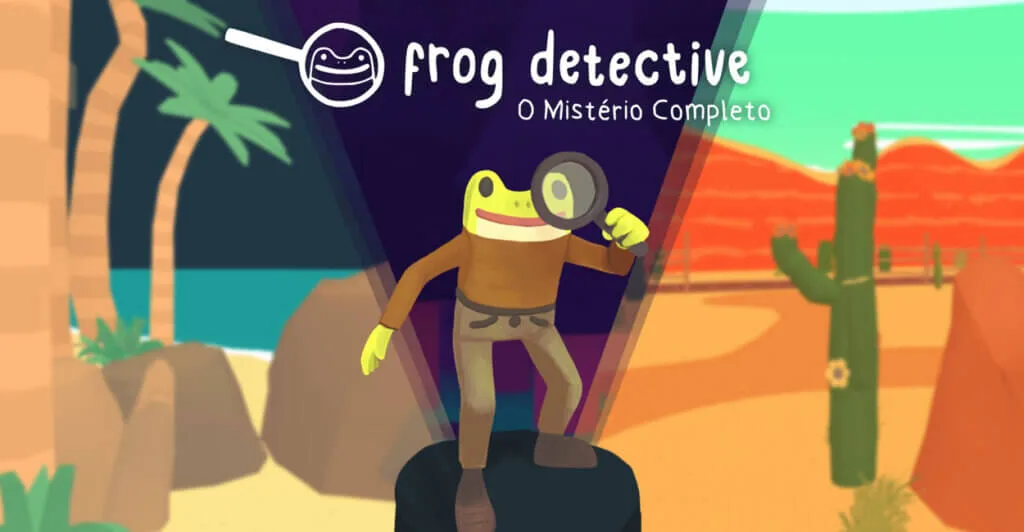 Titulo de Frof Detective, uma trilogia de jogos de mistério de sapo