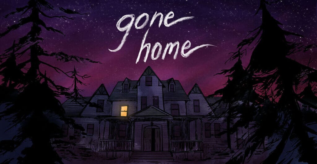 Titulo de Gone Home, uma visual novel de Nintendo Switch excelente pra se jogar no fim de semana.