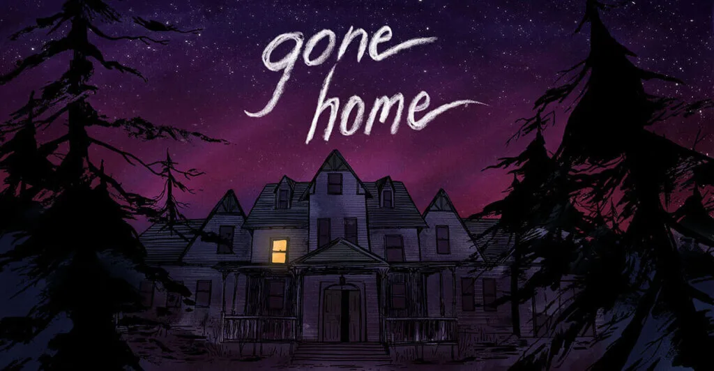 Titulo de Gone Home, uma visual novel de Nintendo Switch excelente pra se jogar no fim de semana.