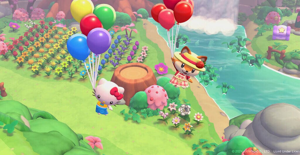Gameplay de Hello Kitty Island Adventure, um jogo cozy cooperativo