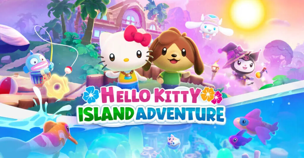 Titulo de Hello Kitty Island Adventure, um jogo relaxante para jogar com amigos