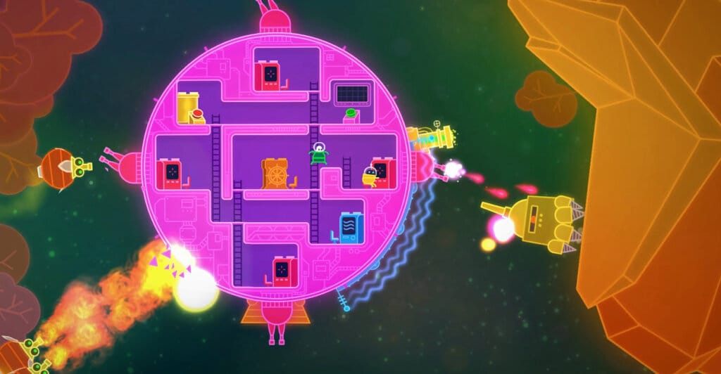 Gameplay de LOVERS IN A DANGEROUS SPACETIME, um jogo multiplayer para jogar com os amigos