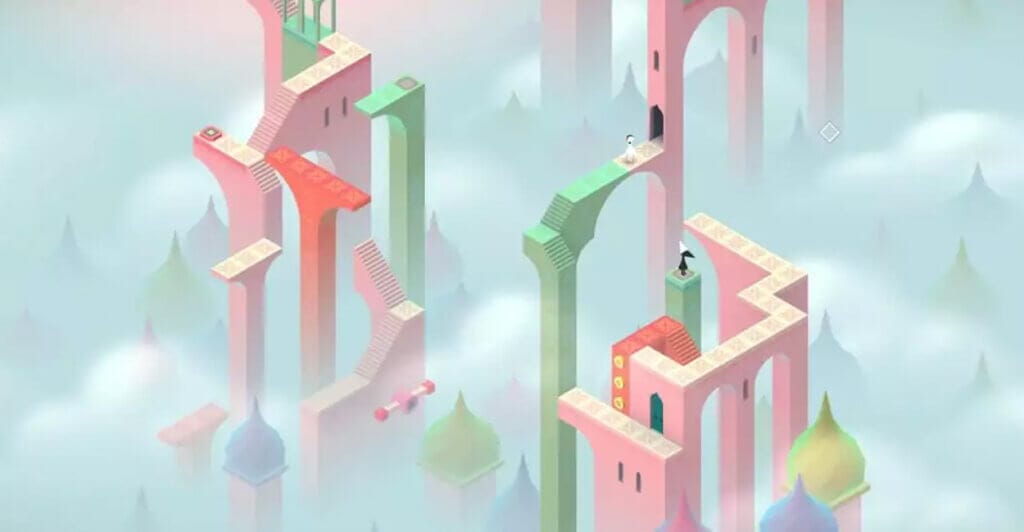 Gameplay de Monument Valley, um Cozy Game com cenários lindos