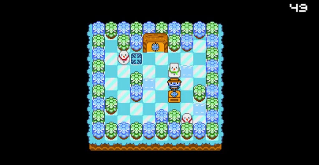 Gameplay do cozy game SokoFrog