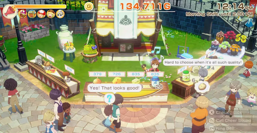 Feira em Story of Seasons Grande Bazaar, um jogo de fazenda bem atual