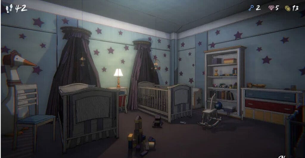 Gameplay em primeira pessoa de Blue Prince