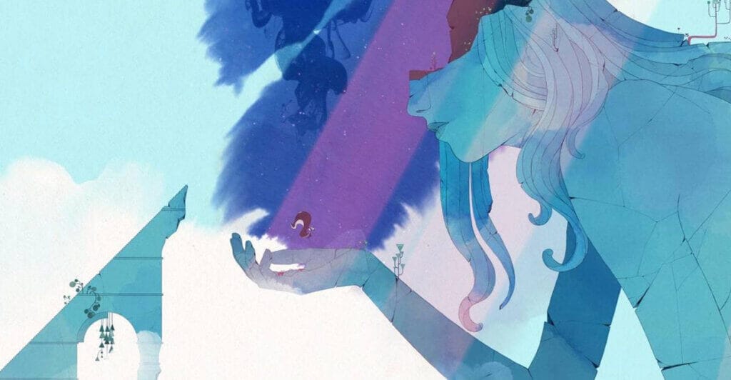 Gameplay de Gris, um dos cozy games sem fazendinha da nossa lista