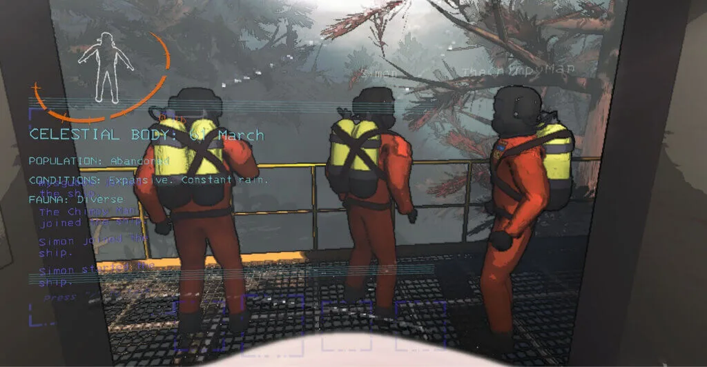 Jogadores de Lethal Company se preparando para expedição em jogo multiplayer online