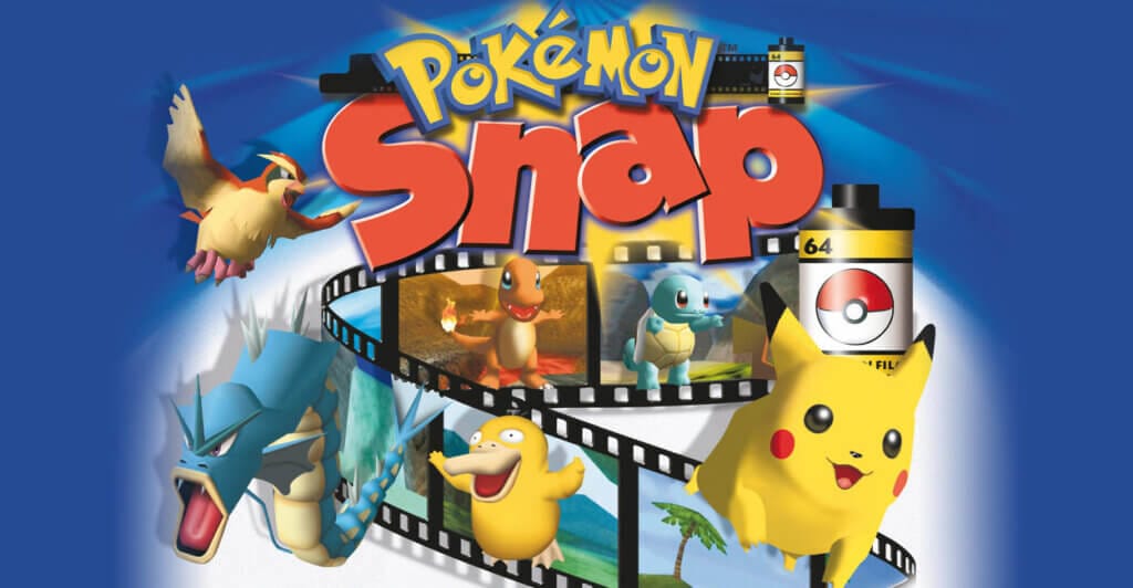 Titulo de Pokémon Snap de Nintendo 64, um cozy game retrô que muitos ignoram.