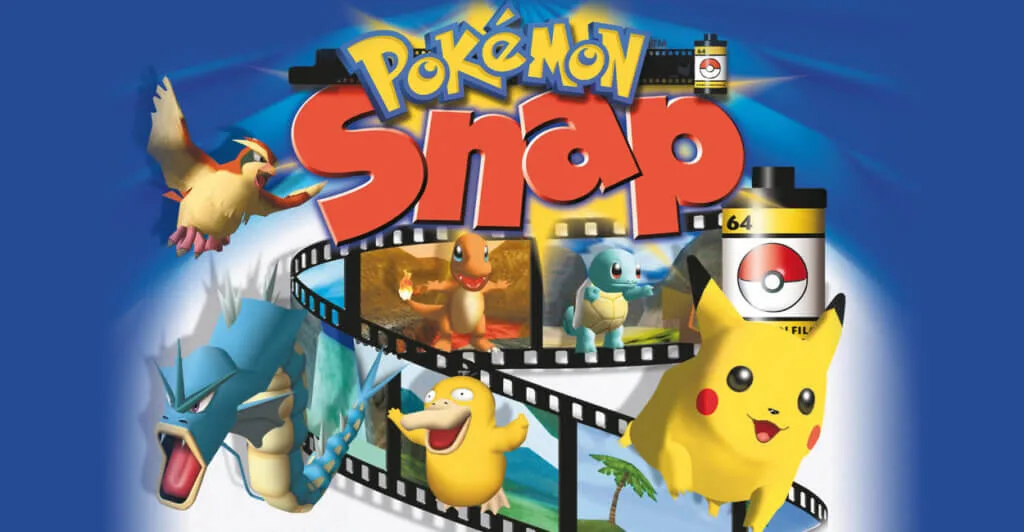 Titulo de Pokémon Snap de Nintendo 64, um cozy game retrô que muitos ignoram.