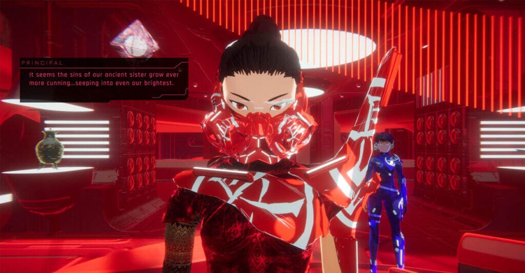 Diálogos de 1000xResist, um jogo narrativo mas que nao é propriamente uma visual novel