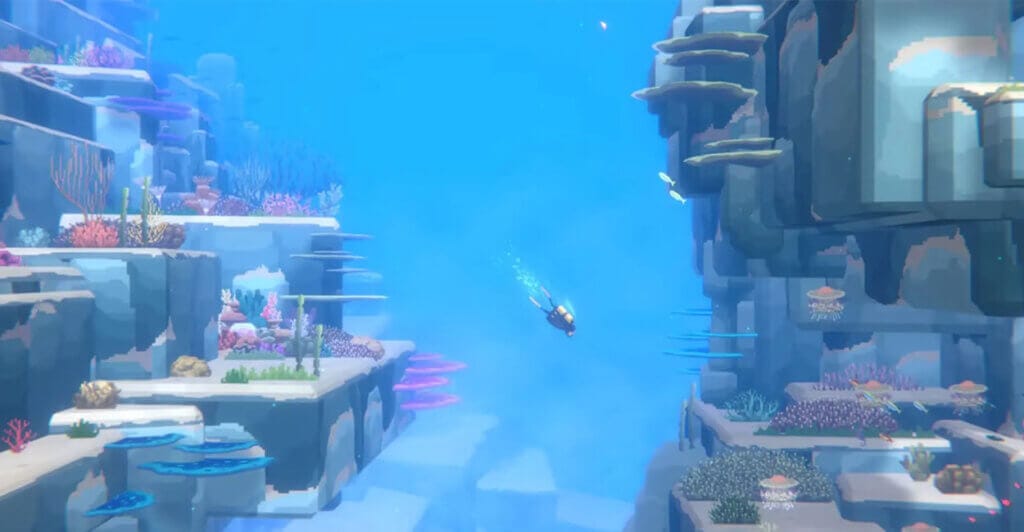 Imagem ingame de Dave the Diver, um cozy game para playstation e outras plataformas.