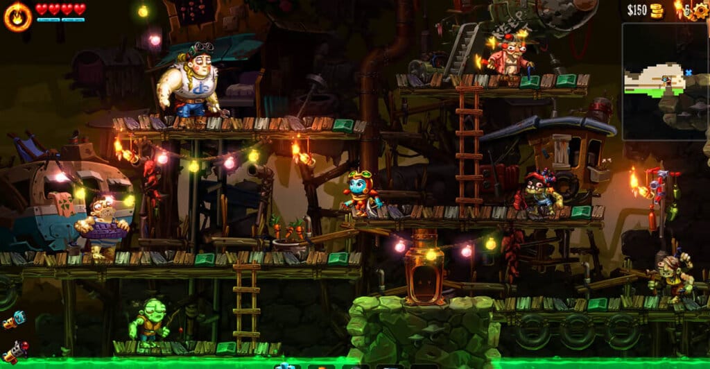 Gameplay do Metroidvania Steamworld Dig 2.