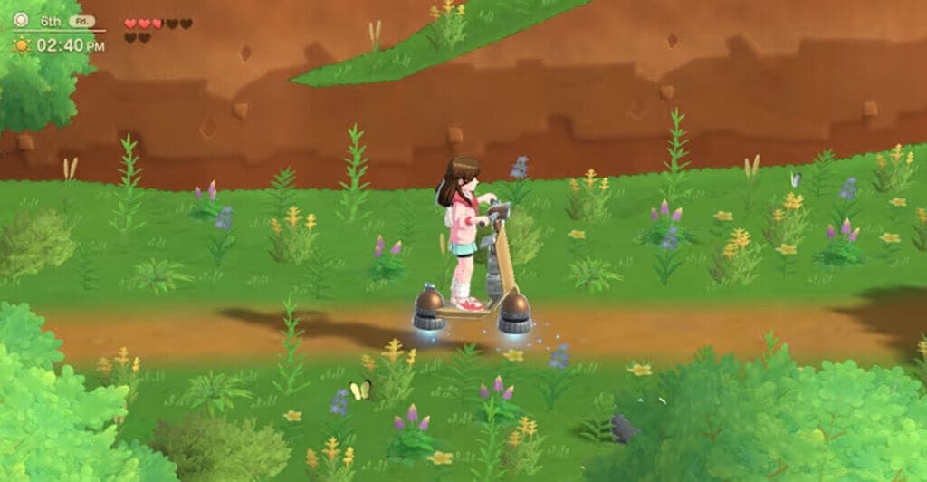 Gameplay do Personagem de Harvest Moon em um Hoover num jogo cozy