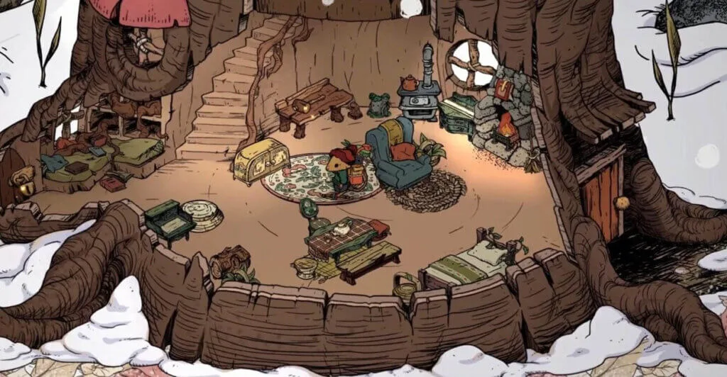 Gameplay de Winter Burrow, um jogo cozy e relaxante