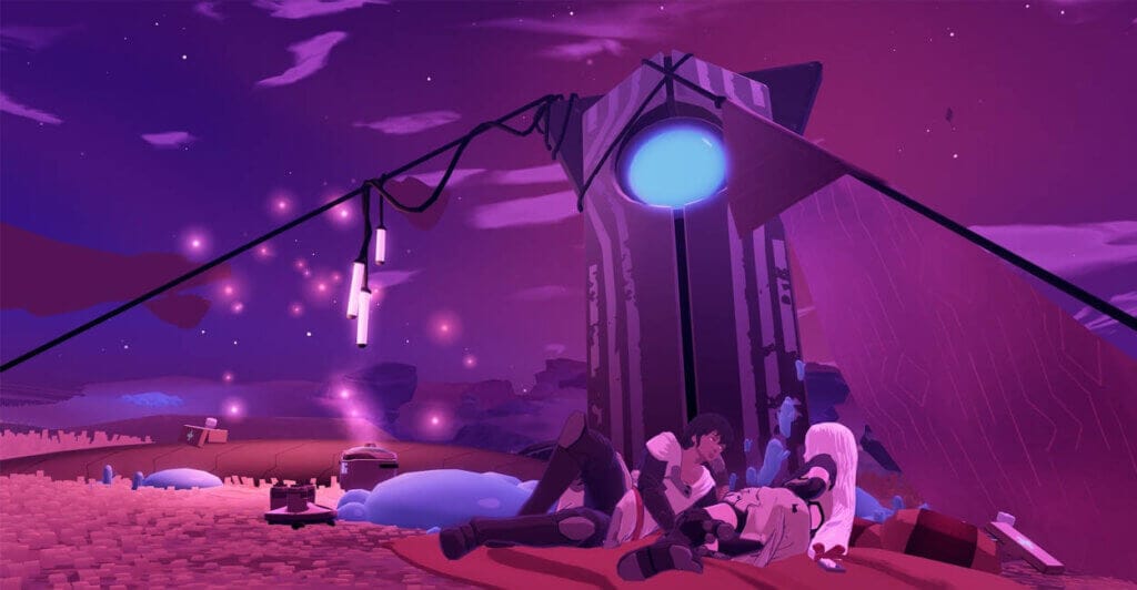 Casal de Protagonistas descansando em Haven, jogo cooperativo para casais