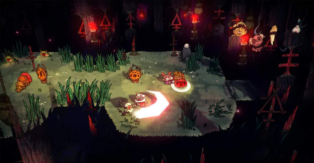 Combate em Cult of the Lamb, o tornando um jogo cooperativo excelente para Nintendo Switch