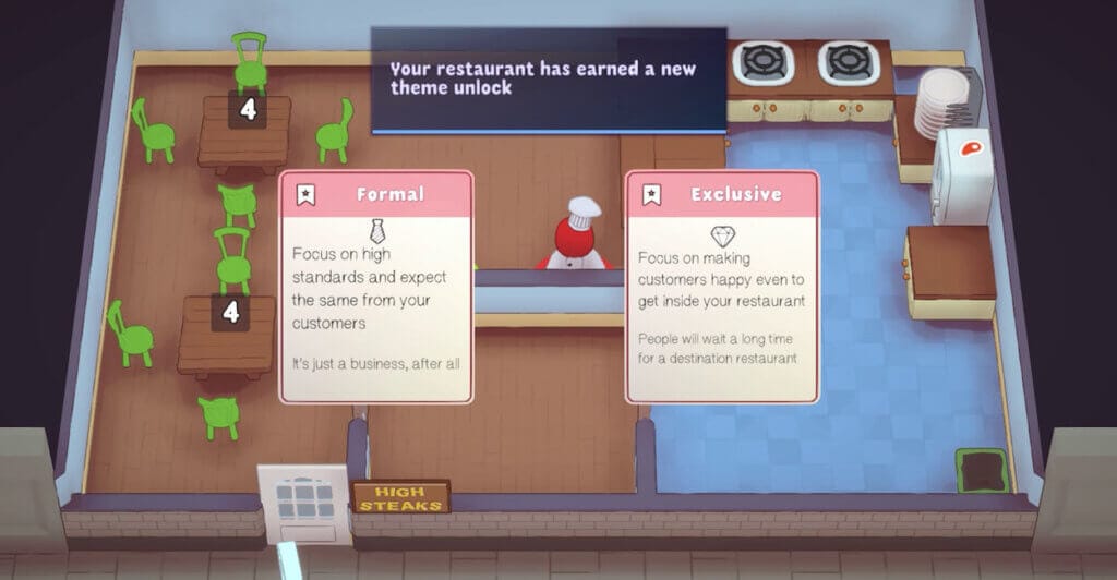 Jogador escolhendo entre duas opções de upgrade em PlateUp!, Um dos melhores jogos multiplayer local no pc