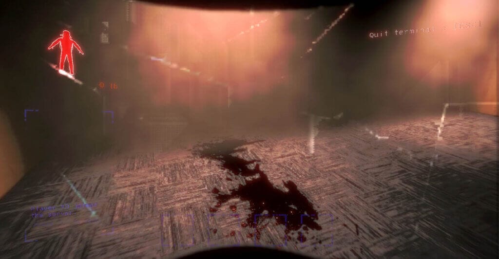 Mancha de sangue de um dos companheiros em Lethal Company, excelente jogo multiplayer para jogar com os amigos.