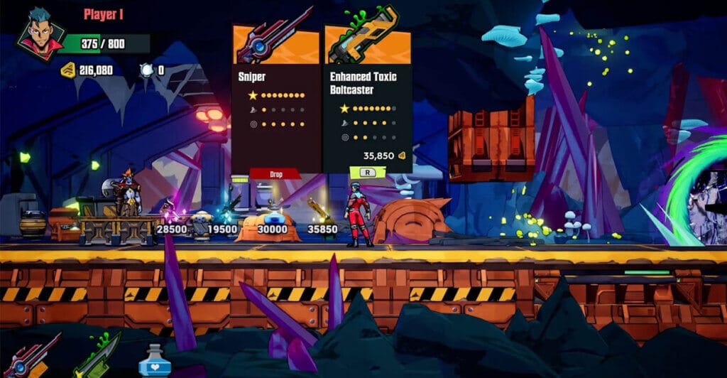 Escolha de Power Ups em Storm Lancers, um Roguelike cooperativo para PC e Nintendo Switch