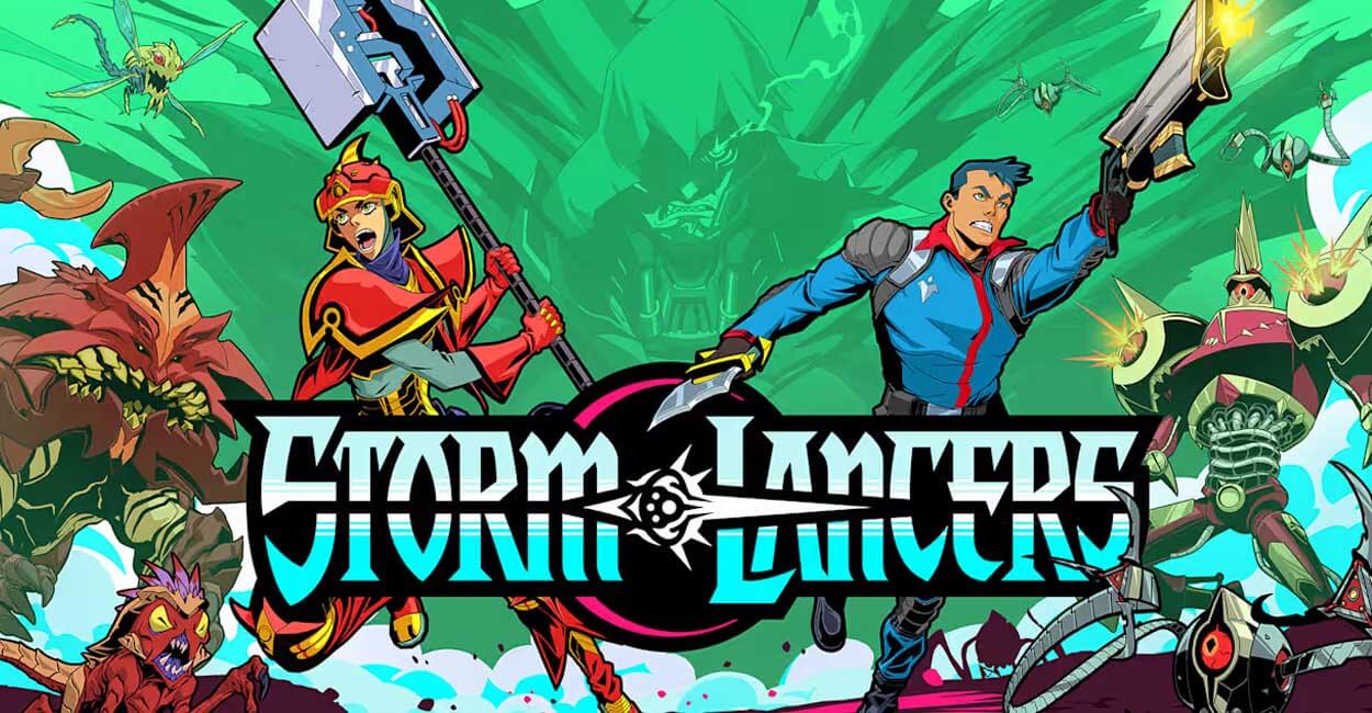 Titulo de Storm Lancers, um jogo roguelite co-op local para pc e Consoles