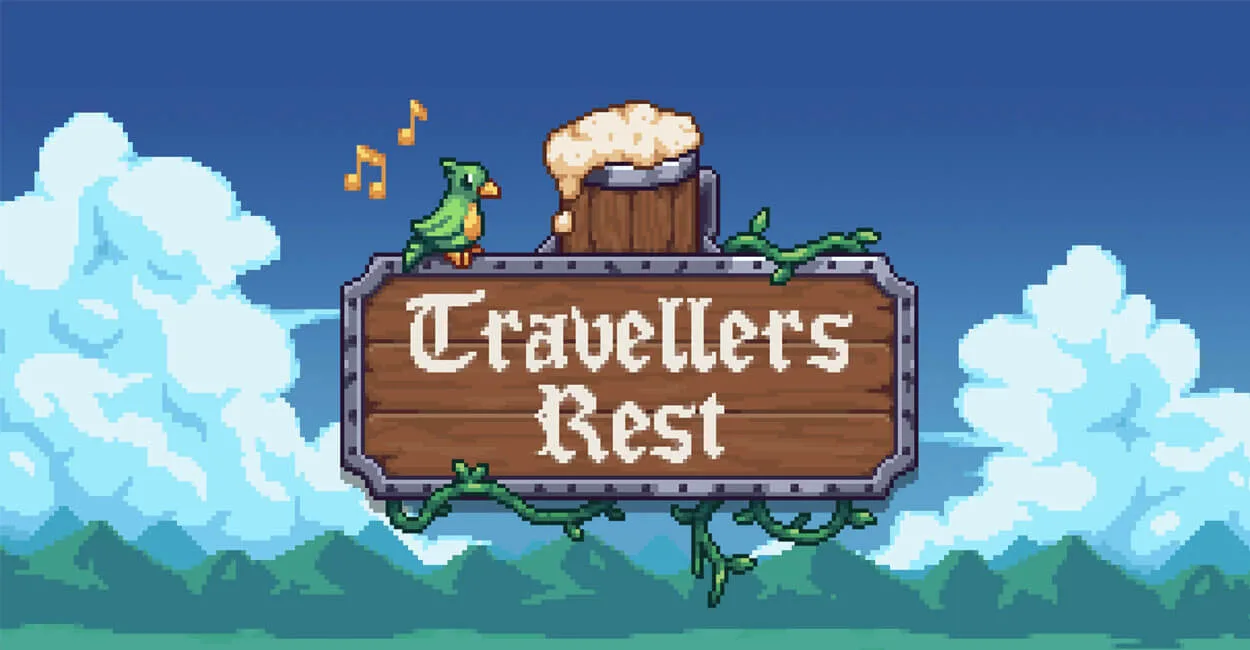 Titulo de Travellers Rest, um dos jogos de fazenda para descansar a mente