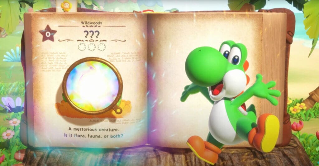 Yoshi em cena da história de Yoshi and the Mysterious Book, um novo jogo de Nintendo Switch 2 e um dos Cozy Games mais aguardados