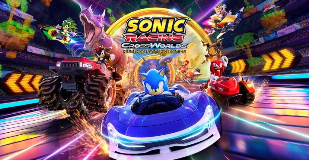 Titulo de Sonic Racing Cross Worlds, um jogo multiplayer online e local da Sega