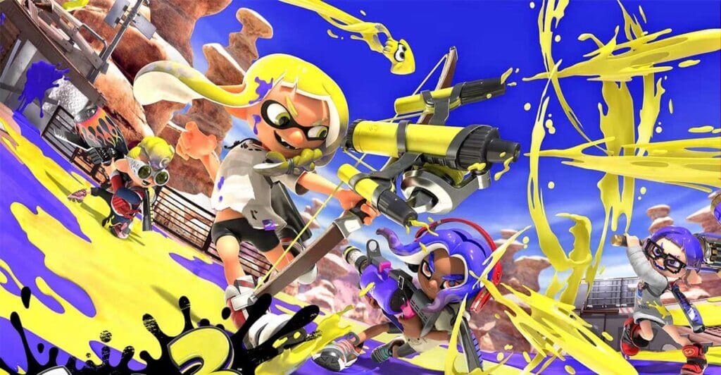Titulo de Splatoon 3, um dos jogos multiplayer competitivos do console