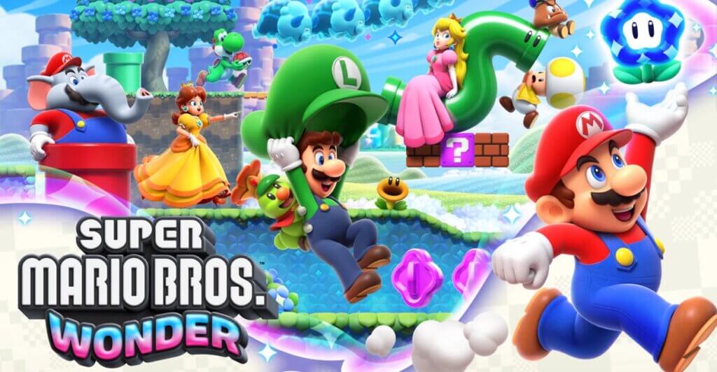 Titulo de Super Mario Bros. Wonder, jogo multiplayer local e online