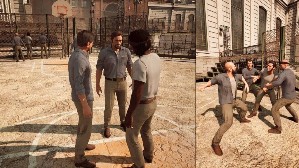 Gameplay em tela dividida de A Way Out, jogo coop local