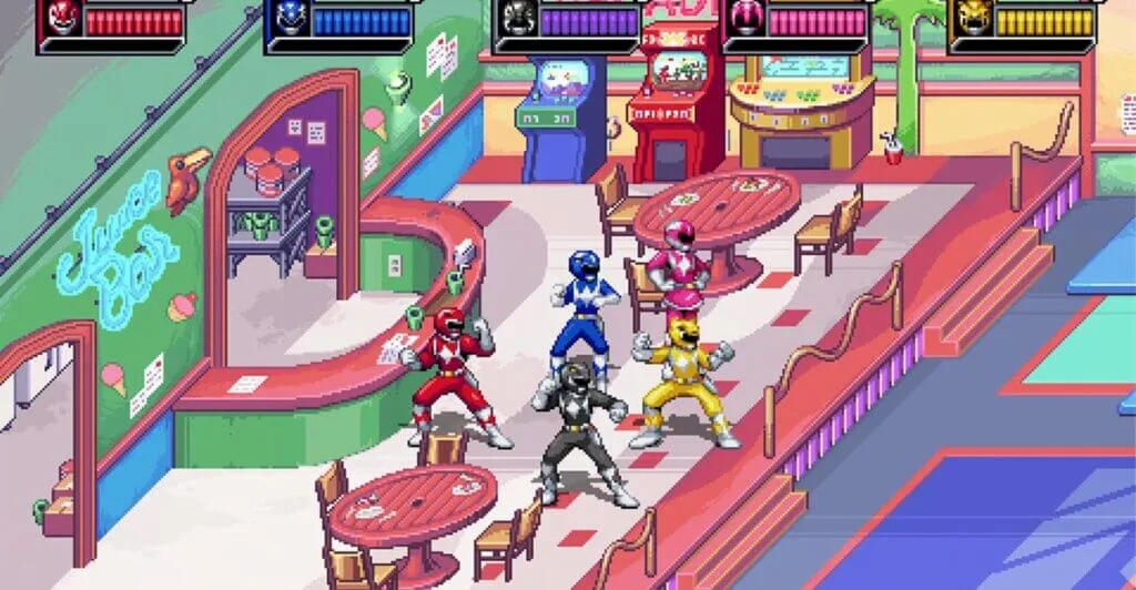 Gameplay do Beat 'em Up Mighty Morphin Power Rangers: Rita's Rewind, jogo coop online e local.