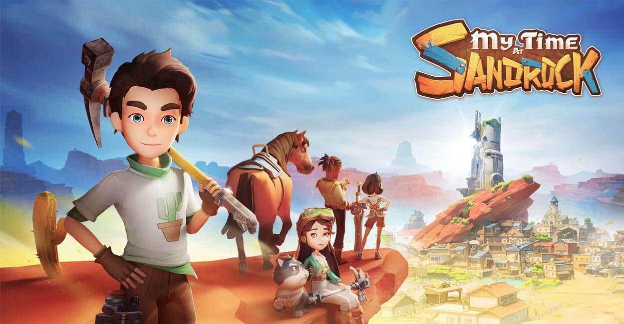 Titulo de My Time at Sandrock, jogo de fazendinha multiplayer para pc e consoles